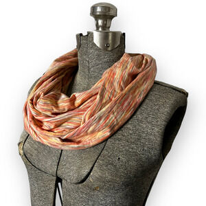 J. Jill Orange Variegated Stretch Knit Infinity Scarf with Raw Edge One Size